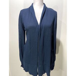 Gretchen scott sweater cardigan open front blue light weigh knitted women's XS